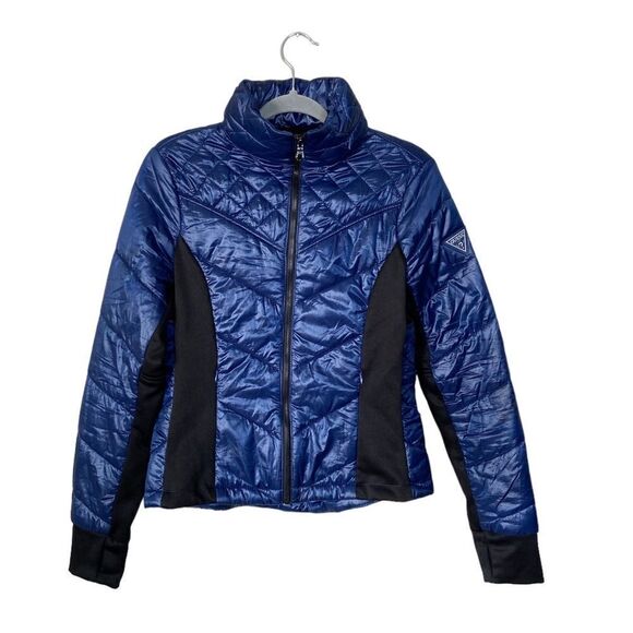 Guess Puffer Navy Black Puffer Jacket Quilted Size M - Picture 1 of 8
